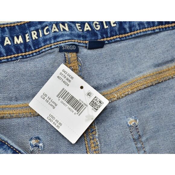 New American Eagle Mom Jean Plus Size 16 Long Medium Wash Distressed - Picture 3 of 5